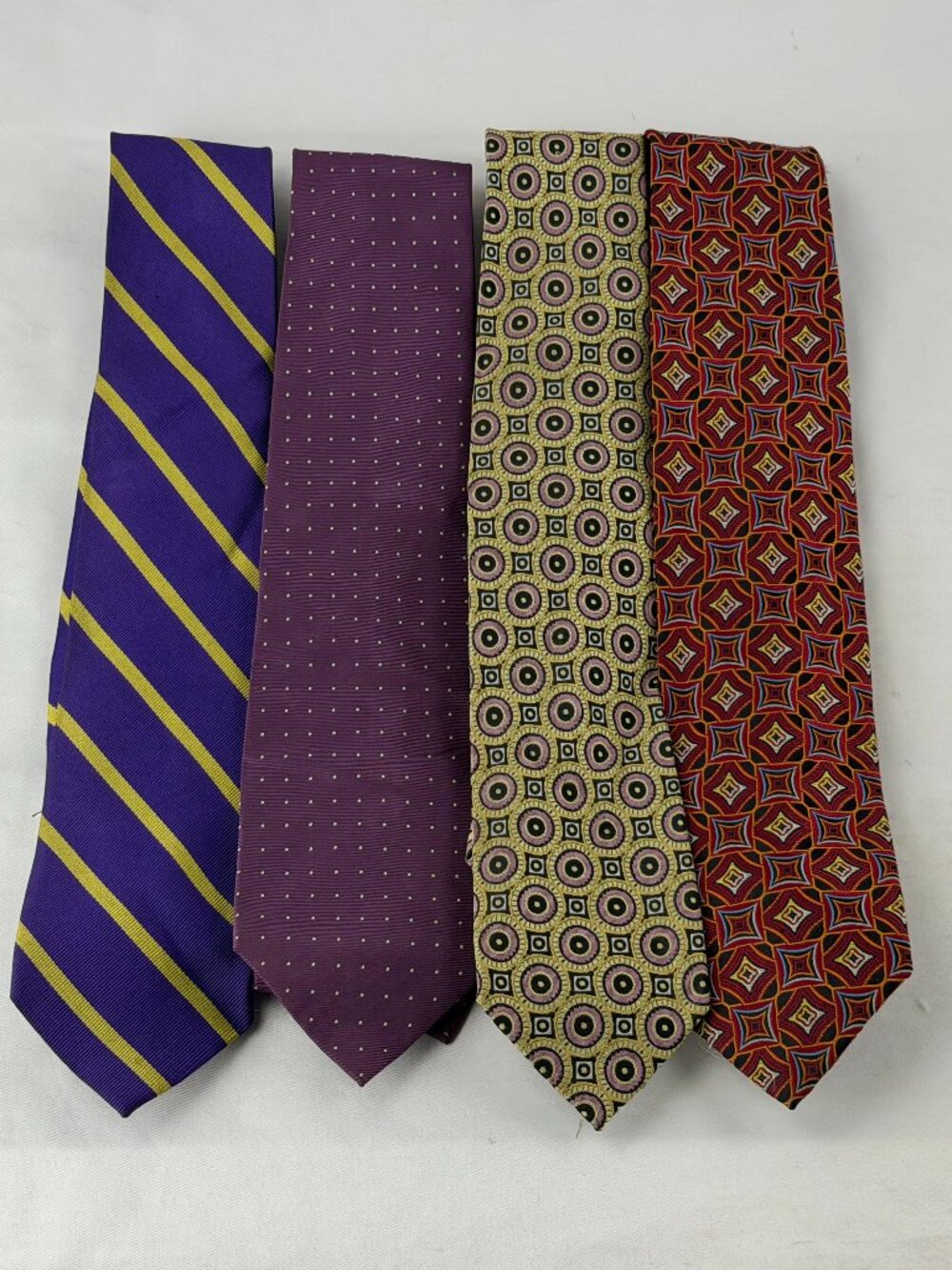 Lot of 4 Zianetti Italian Silk Neckties Purple Striped Geometric Designer Ties